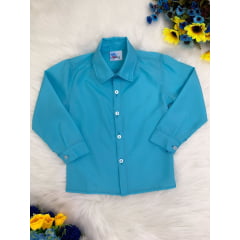 Camisa Social Azul Tiffany Com Manga Longa Príncipes