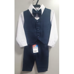 Conjunto Infantil Camisa Branca Calça Colete Azul Marinho
