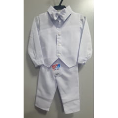 Conjunto Infantil Camisa Calça Colete e Gravata Branco