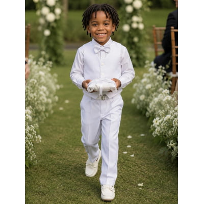Conjunto Infantil Camisa Calça Colete e Gravata Branco Conjunto Infantil Camisa Calça Colete e Gravata Branco