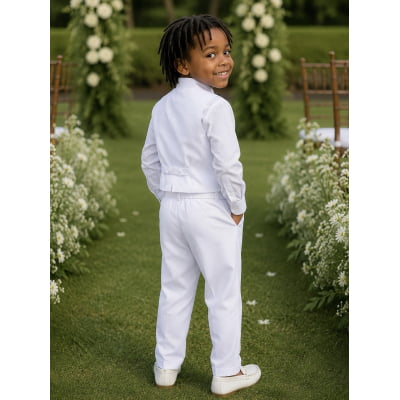 Conjunto Infantil Camisa Calça Colete e Gravata Branco