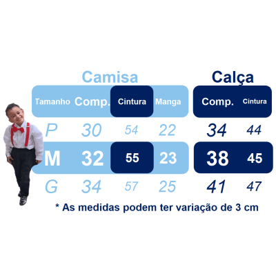 Conjunto Social Bebê Calça Susp. Azul Claro e Camisa Branca