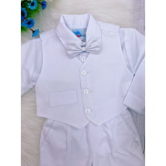 Conjunto Social Branco Calça Camisa Colete Gravata