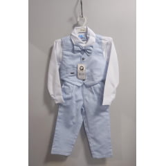 Conjunto Social Camisa Branca Calça e Colete Azul Claro