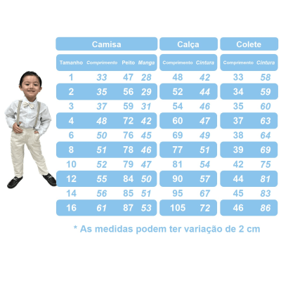 Conjunto Social Camisa Branca e Colete Calça Grav. Azul Mar.