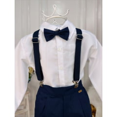 Conjunto Social Camisa Calça e Gravata Susp. Azul Marinho