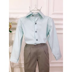 Conjunto Social Camisa Verde e Calça Sarja Cinza