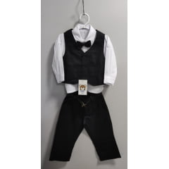 Conjunto Social Pajem Calça Colete Preto e Camisa Branca