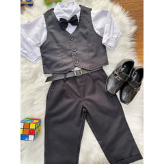 Conjunto Social Pajem Calça Colete Preto e Camisa Branca