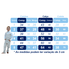 Conjunto Social Pajem Camisa Branca Calça e Colete Azul Escuro