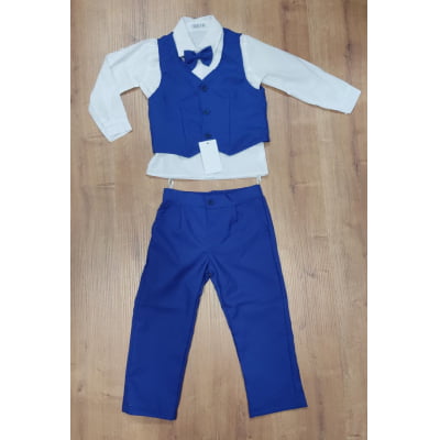 Conjunto Social Pajem Camisa Branca Calça e Colete Azul Royal Conjunto Social Pajem Camisa Branca Calça e Colete Azul Royal