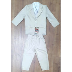 Conjunto Social Pajem Camisa Branca Calça e Terno Bege