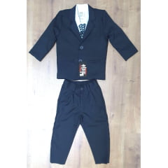 Conjunto Social Pajem Camisa Branca Calça e Terno Preto