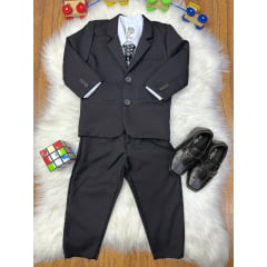 Conjunto Social Pajem Camisa Branca Calça e Terno Preto