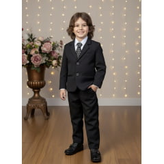 Conjunto Social Pajem Camisa Branca Calça e Terno Preto