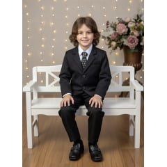 Conjunto Social Pajem Camisa Branca Calça e Terno Preto