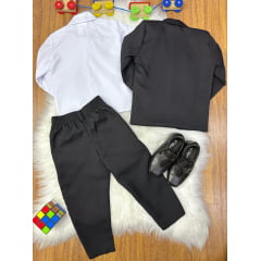 Conjunto Social Pajem Camisa Branca Calça e Terno Preto