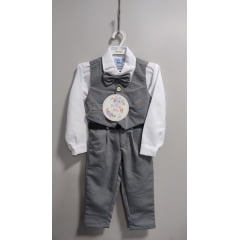 Conjunto Social Pajem Camisa Branca Calça Gravata e Colete Cinza