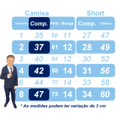 Conjunto Social Pajem Camisa Branca Short e Susp. Azul Claro