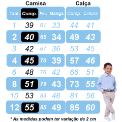 Conjunto Social Pajem Camisa Branco Calça Gravata Susp. Cinza