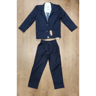 Terno Social C/ Calça Azul Marinho e Camisa Branca Pajem