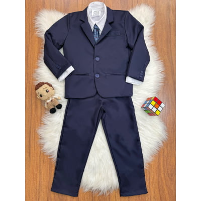 Terno Social C/ Calça Azul Marinho e Camisa Branca Pajem