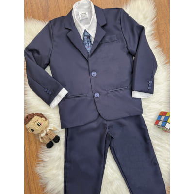 Terno Social C/ Calça Azul Marinho e Camisa Branca Pajem