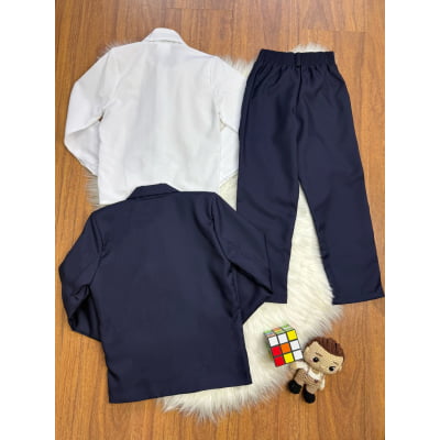 Terno Social C/ Calça Azul Marinho e Camisa Branca Pajem