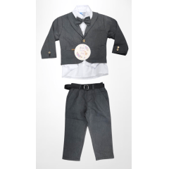 Terno Social Pajem Com Calça Gravata Grafite e Camisa Branca
