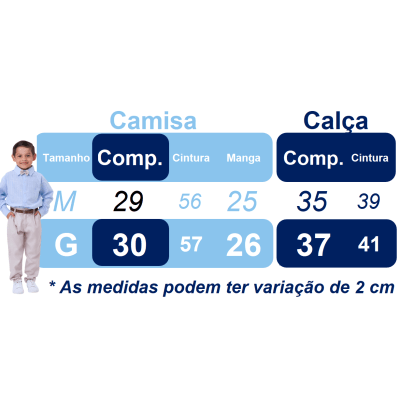 Conjunto Social Bebê Camisa Branca Calça Susp. e Gravata Azul