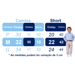 Conjunto Social Bebê Short Susp. Azul Claro e Camisa Branca