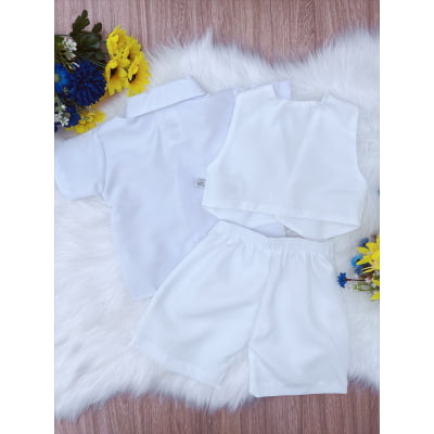 Conjunto Social Short Camisa Gravata Branco Toys