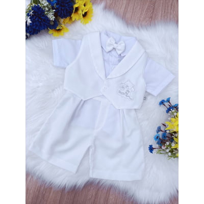Conjunto Social Short Camisa Gravata Branco Toys