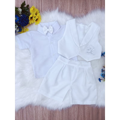Conjunto Social Short Camisa Gravata Branco Toys