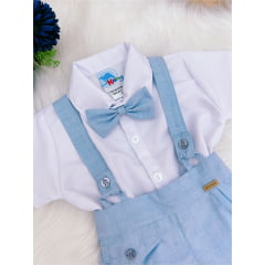 Conjunto Social Shorts Camisa Gravata Suspensório Pimpão