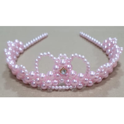 Coroa Infantil Princesa de Pérolas e Strass Luxo Cores
