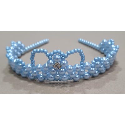 Coroa Infantil Princesa de Pérolas e Strass Luxo Cores