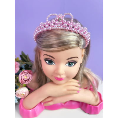 Coroa Infantil Princesa de Pérolas e Strass Luxo Cores