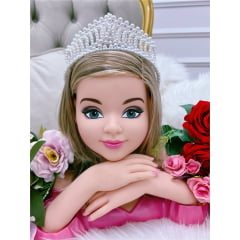 Coroa Infantil Realeza de Pérolas Brancas Super Luxo