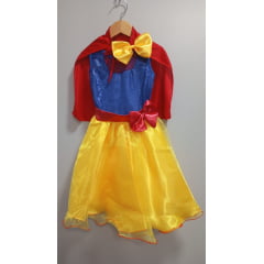 Vestido Fantasia Infantil Princesa Branca de Neve C/ Capa