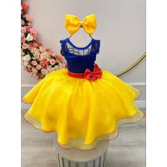 Vestido Fantasia Infantil Princesa Branca de Neve C/ Capa