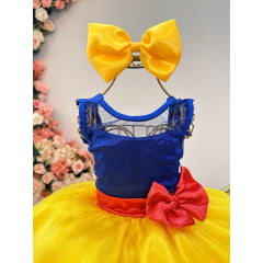 Vestido Fantasia Infantil Princesa Branca de Neve C/ Capa