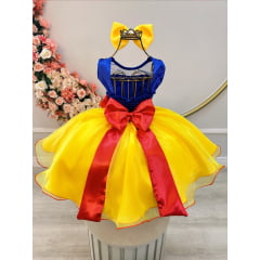 Vestido Fantasia Infantil Princesa Branca de Neve C/ Capa
