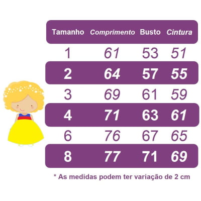 Vestido Infantil Branca de Neve Amarelo C/ Aplique Laço