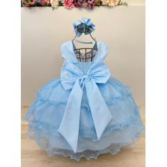 Vestido Infantil Azul Claro Lilo Stitch e Angel Festas