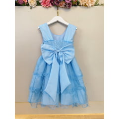 Vestido Infantil Azul Claro Lilo Stitch e Angel Festas