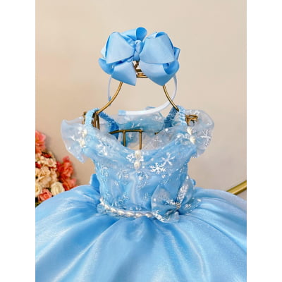 Vestido Infantil Frozen Elsa C/ Capa Princesas Luxo Festas