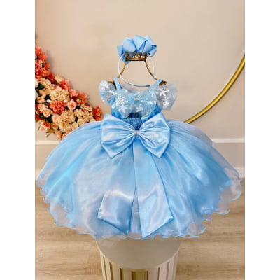 Vestido Infantil Frozen Elsa C/ Capa Princesas Luxo Festas