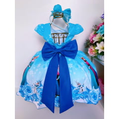 Vestido Infantil Frozen Princesa Gelo Olaf Luxo Pérolas