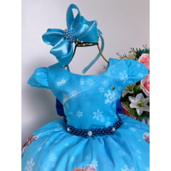 Vestido Infantil Frozen Princesa Gelo Olaf Luxo Pérolas